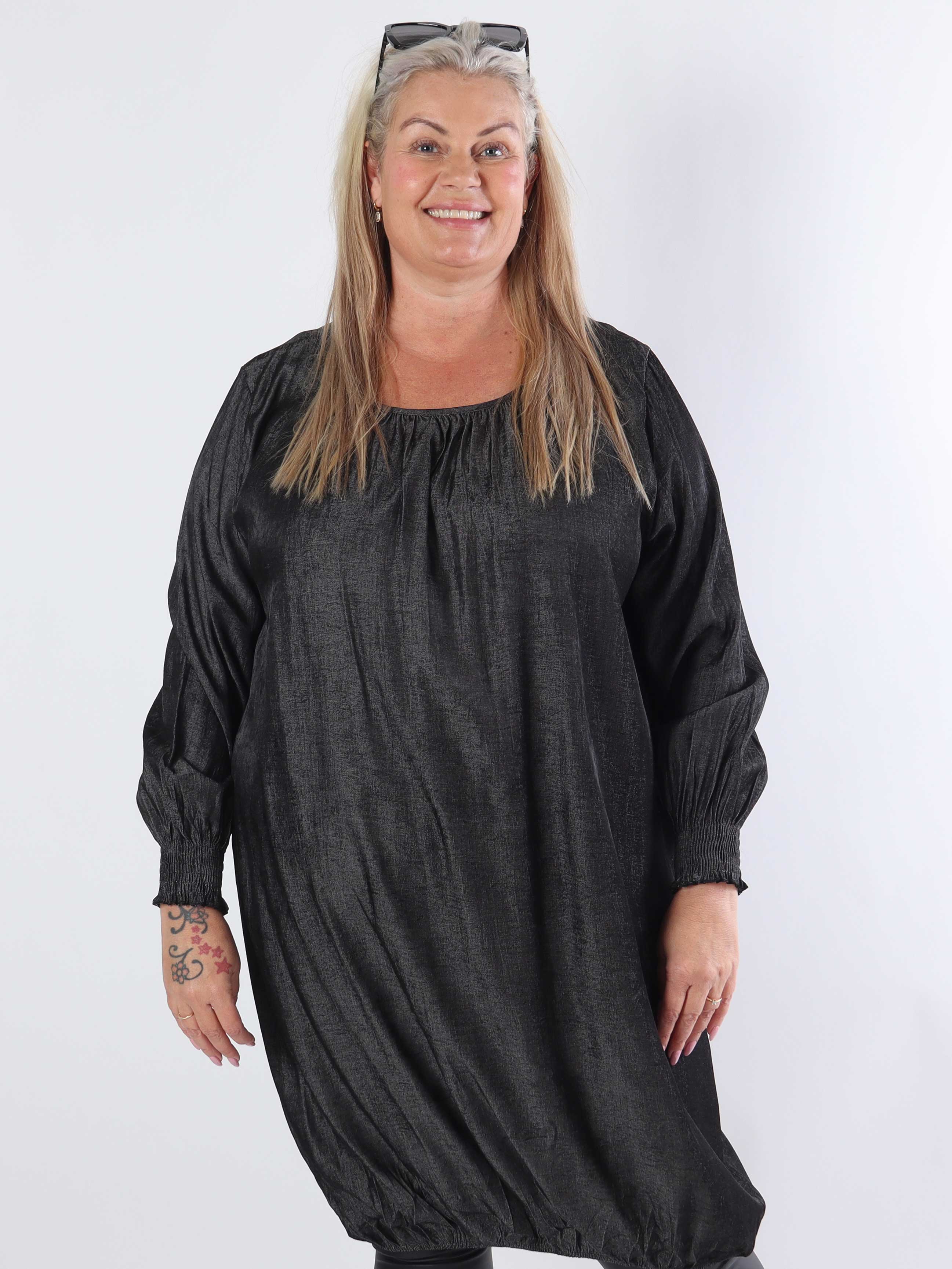 Miracle Denim Dress L/S - Plus size-klänning med resår i nederkanten